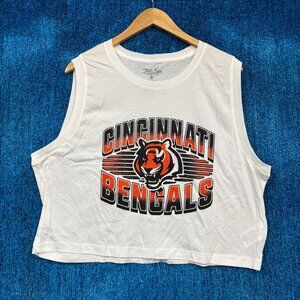 Cincinnati Bengals White Football Cropped Tank Top Size XXL